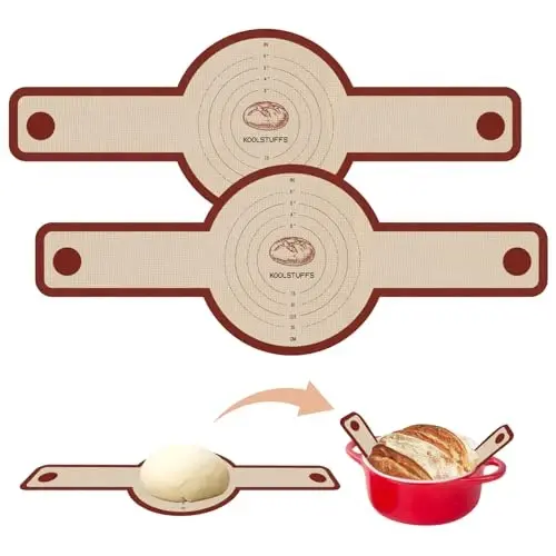 Silicone Bread Sling for Dutch Oven, 2 PCS Non-Stick & Easy Clean Reusable Silicone Baking Mat with Long Handles, Easy to Transfer Sourdough Bread - KOOLSTUFFS