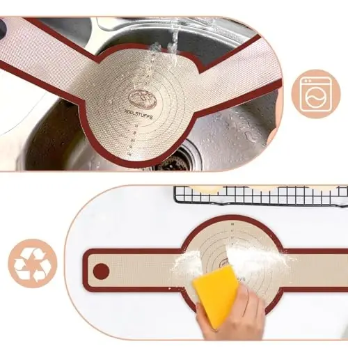 Silicone Bread Sling for Dutch Oven, 2 PCS Non-Stick & Easy Clean Reusable Silicone Baking Mat with Long Handles, Easy to Transfer Sourdough Bread - 4