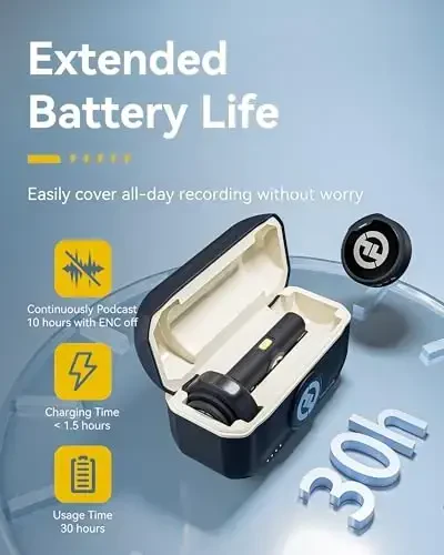 Hollyland Lark M2 iPhone15/16/17&Android uchun simsiz mikrofon, USB C Mini Lapel simsiz mikrofon, 305m masofa, Hi-Fi audio, shovqinni bekor qilish, video yozish, striming uchun 30 soatlik batareya - 6