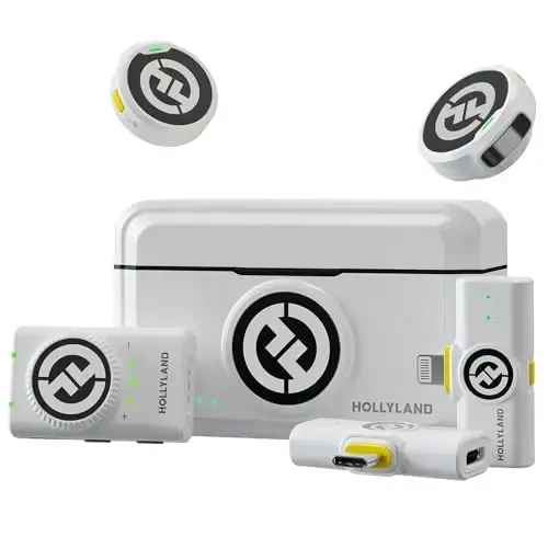 Hollyland Lark M2 iPhone/Android/Camera/PC/Laptop uchun simsiz lavalier mikrofon Lightning/USB-C/Plug, 48KHz 24Bit, 1000ft masofa, shovqinni bekor qilish, video yozish, striming uchun 30H batareya - 1