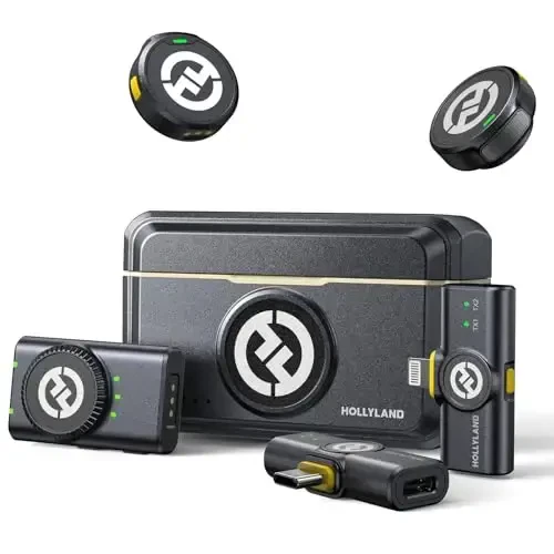 Hollyland Lark M2 Wireless Microphone for iPhone/Camera/Android/PC, 48kHz/24-bit High Fidelity Audio, 300m Range, Noise Cancelling, 40h Use, YouTube, Vlog, Streaming (2TX + 3RX + Charging Case) - 4