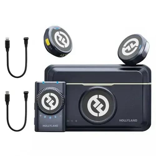 Hollyland Lark M2 Kamera kompyuter noutbuk telefonlar uchun simsiz lavalier mikrofon, mini lapel simsiz mikrofon, 48KHz 24Bit, 1000ft diapazon, shovqinni bekor qilish, video yozish, striming uchun 30H batareya - 6