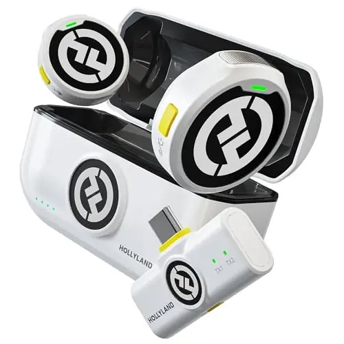 Hollyland Lark M2 Wireless Microphone for iPhone15/16 & Androids, Mini Microphone, 1000ft Range, Hi-Fi Audio, Noise Cancelling, 30h Use, Video Recording (2TX + USB-C RX + Charging Case) - 1