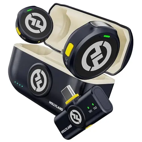 Hollyland Lark M2 Wireless Microphone for iPhone15/16/17&Android, USB C Mini Lapel Microphone Wireless, 1000ft Range, Hi-Fi Audio, Noise Cancellation, 30H Battery for Video Recording, Streaming - HOLLYVIEW (1)