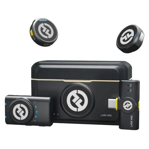 Hollyland Lark M2 Wireless Microphone for iPhone/Camera/Android/PC, 48kHz/24-bit High Fidelity Audio, 300m Range, Noise Cancelling, 40h Use, YouTube, Vlog, Streaming (Black, with Camera RX + USB-C RX) - 1