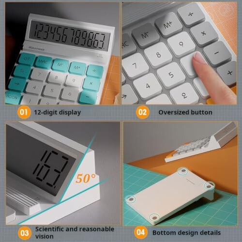 Holotioee 12 Digits Desktop Calculator with Large LCD Display and Sensitive Button, for Home, Office, School, Class and Business, 4 Function Small Basic Calculators for Desk - 3