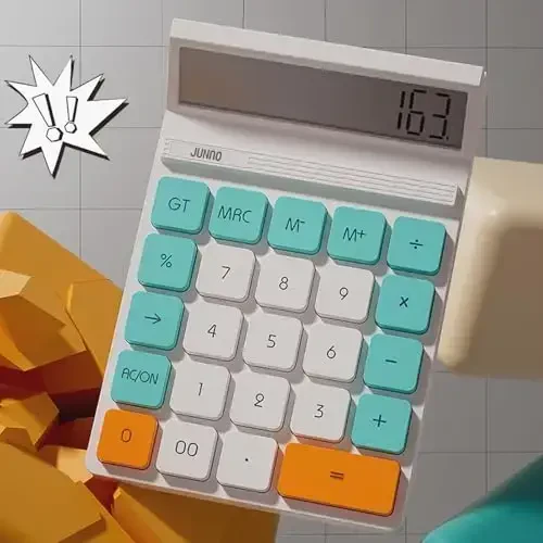 Holotioee 12 Digits Desktop Calculator with Large LCD Display and Sensitive Button, for Home, Office, School, Class and Business, 4 Function Small Basic Calculators for Desk (Blue) - 1