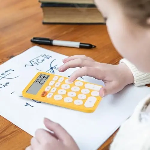 Holotioee Standard Function Basic Calculator,12 Digit Large LCD Display,Bottom Antiskid,for Office, Home, School,Automatic Sleep,with Battery, yellow - 5