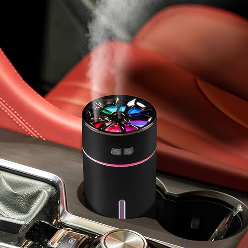 Holwim Waterless Car Diffuser for Essential Oils, 300ml Dual Nozzle Battery Powered Humidifier, Smart Car Air Freshener Diffuser with Colorful Lights And Various Spray Modes for Car Office Home (Black) - 1