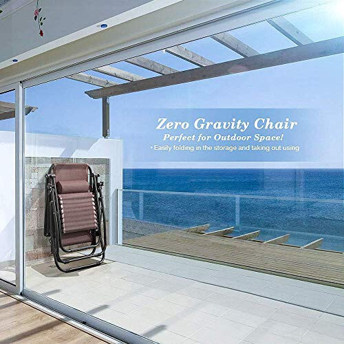 Homall Zero Gravity Chair Patio Folding Lawn Lounge Chairs Outdoor Lounge Gravity Chair Camp Reclining Lounge Chair with Pillows for Poolside Backyard and Beach Set of 2 (Brown) - 9