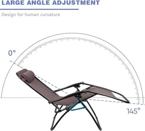 Homall Zero Gravity stul Patio katlanadigan maysa dam o'rindig'i ochiq dam o'rindig'i Zero Gravity stul lagerga yotqiziladigan dam o'rindig'i hovuz yonidagi hovli va plyaj uchun yostiqli to'plam 2 dona (jigarrang) - 8