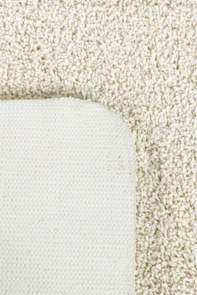 Home –%100 Doğal Kaymaz Taban Yıkanabilir Krem Shaggy 2’li Banyo Halısı,paspas - 6