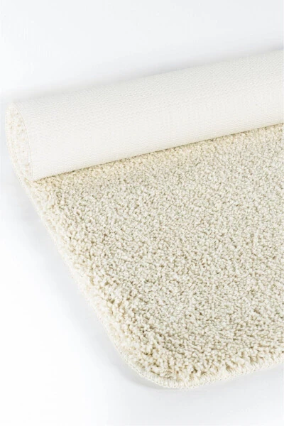 Home - 100% Natural Non-Slip Washable Cream Shaggy 2-Piece Bath Mat Set - 5