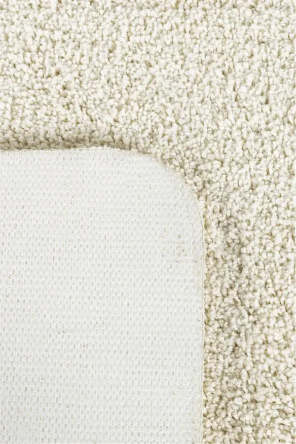 Home - 100% Natural Non-Slip Washable Cream Shaggy 2-Piece Bath Mat Set - 6