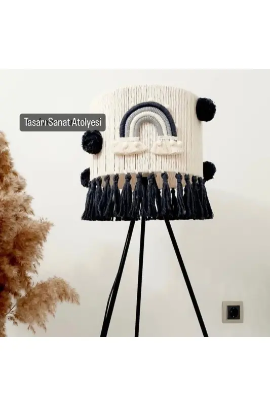 Home Baby Kids Room Floor Lamp Shade (STAND NOT INCLUDED) -Customizable - Black - TASARI SANATI
