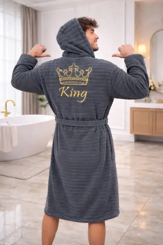 Home Collection Battal Boy Cotton Hooded Men's Bathrobe 