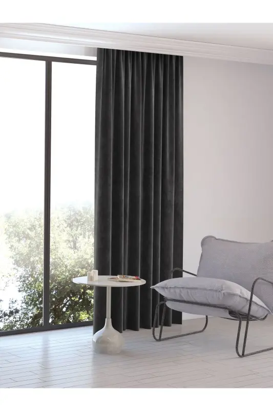 Home Daily Series Black Color Island Back Panel Curtain-Black - 13