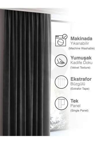 Home Daily Series Black Color Island Back Panel Curtain-Black - 14