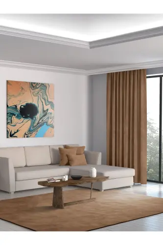 Home Daily Series Coffee Brown Island Background Curtain-Coffee Brown - 2