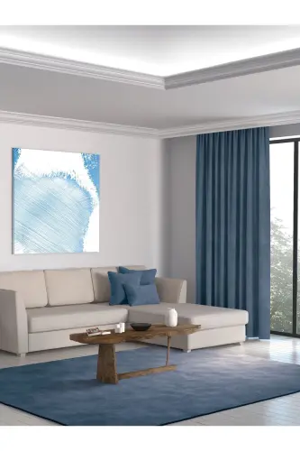 Home Daily Series Deep Blue Island Backdrop Curtain-Deep Blue - 2