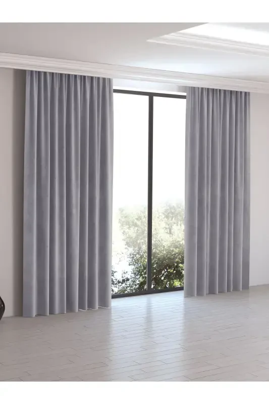 Home Daily Series Grey Color Island Background Curtain-Grey - 1