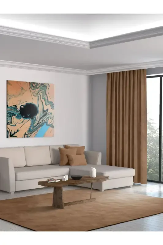 Home Daily Series Kahve Rengi Ada Fon Perde-Kahve Rengi - 2