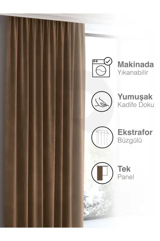 Home Daily Series Kahve Rengi Ada Fon Perde-Kahve Rengi - 4