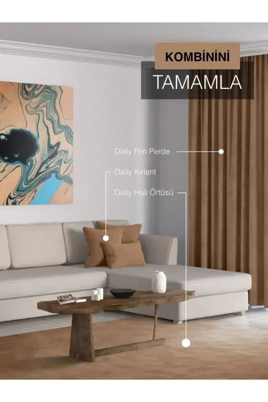 Home Daily Series Kahve Rengi Ada Fon Perde-Kahve Rengi - 7