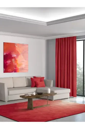 Yıl Başı Konsepti Home Daily Series Kırmızı Ada Fon Perde-Gelincik - 4