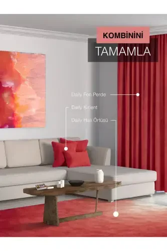 Yıl Başı Konsepti Home Daily Series Kırmızı Ada Fon Perde-Gelincik - 8