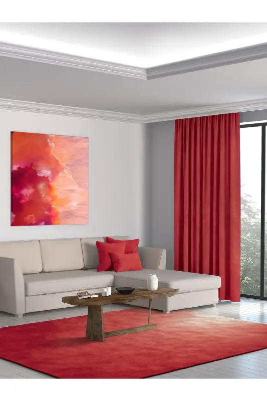 Home Daily Series Kırmızı Ada Fon Perde - Gelincik - 5