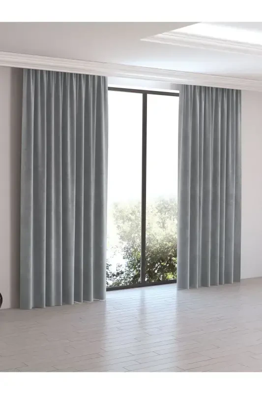 Home Daily Series Light Gray Island Background Curtain-Light Gray - 2