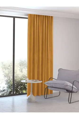 Home Daily Series Saffron Color Island Back Panel Curtain-Saffron - 3