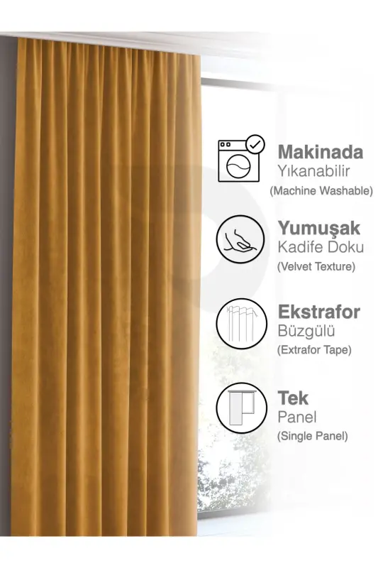 Home Daily Series Saffron Color Island Back Panel Curtain-Saffron - 4