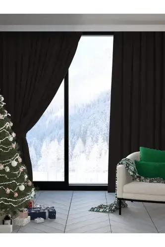 Yıl Başı Konsepti Home Daily Series Siyah Rengi Ada Fon Perde-Siyah - 1