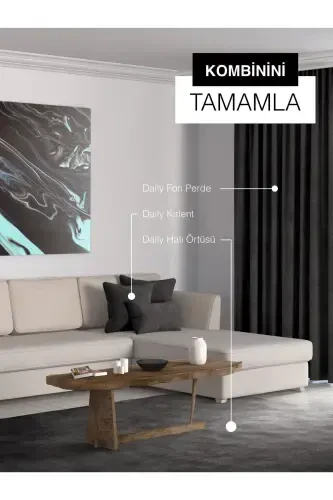 Yıl Başı Konsepti Home Daily Series Siyah Rengi Ada Fon Perde-Siyah - 8