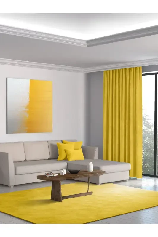 Home Daily Series Sun Yellow Island Background Curtain - Sun Yellow - 2