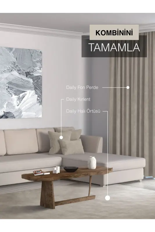 Home Daily Series Taş Rengi Ada Fon Perde-Taş Rengi - 7