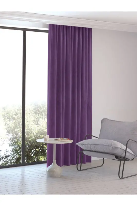Home Daily Series Violet Purple Island Background Curtain-Violet Purple - 3