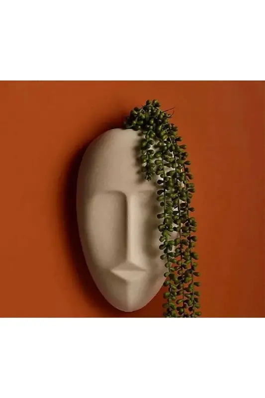 Home Decor Decorative Twin Wall Vase Scandinavian Wall Decor Mask Anthracite Beige Sculpture Accessory - 7