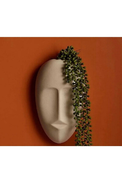 Home Decor Decorative Twin Wall Vase Scandinavian Wall Decor Mask Anthracite Beige Sculpture Accessory - 5