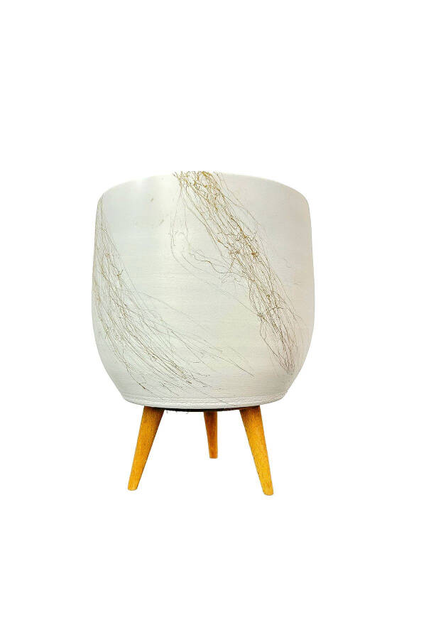 Home Decoration Accessory White On Gold Marble Effect Clay Pot Planter Living Room Flower - 10