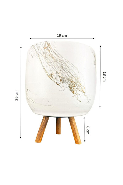 Home Decoration Accessory White On Gold Marble Effect Clay Pot Planter Living Room Flower - 2