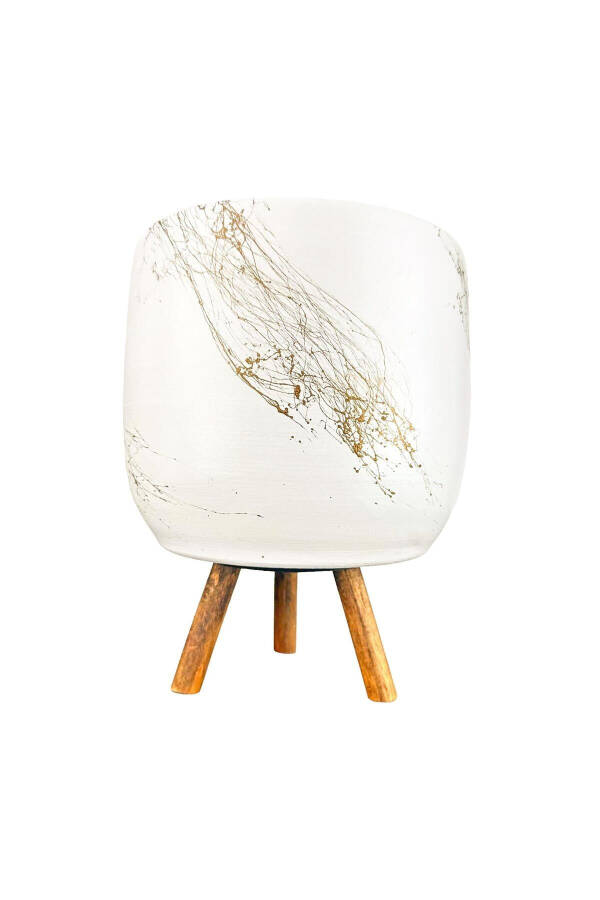 Home Decoration Accessory White On Gold Marble Effect Clay Pot Planter Living Room Flower - 6