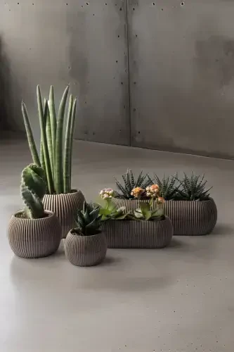 Home Decoration Karasu Decorative and Modern Coral Pot Set 5 Pieces-BROWN - TEMMUZ HOME (1)