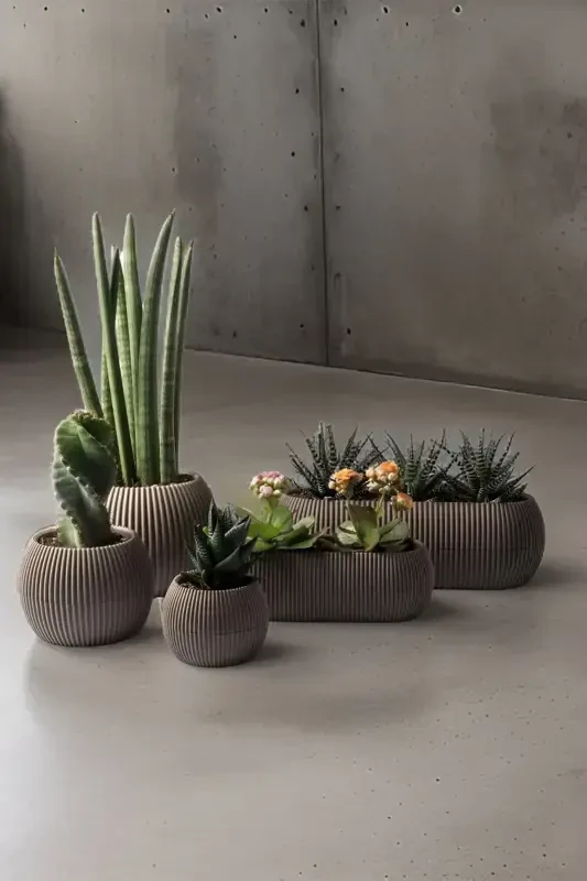 Home Decoration Karasu Decorative and Modern Coral Pot Set 5 Pieces-BROWN - 2