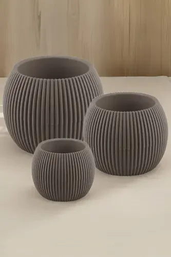 Home Decoration Karasu Decorative and Modern Coral Pot Set 5 Pieces-BROWN - 3