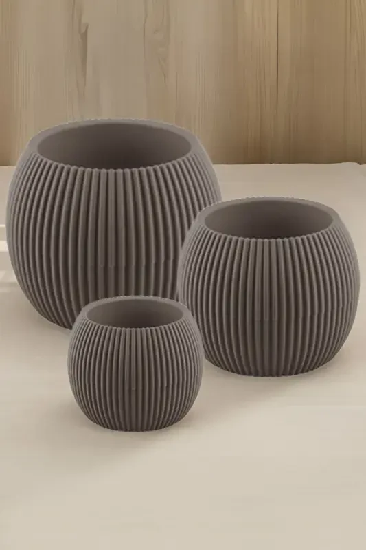 Home Decoration Karasu Decorative and Modern Coral Pot Set 5 Pieces-BROWN - 3