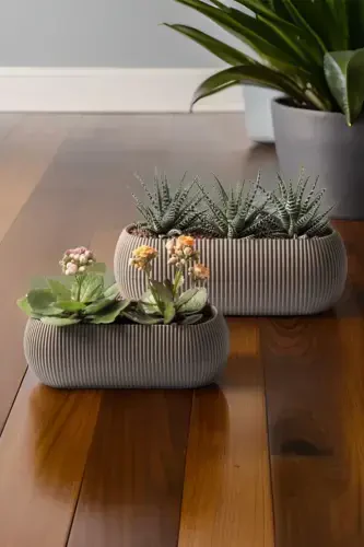 Home Decoration Karasu Decorative and Modern Coral Pot Set 5 Pieces-BROWN - 6