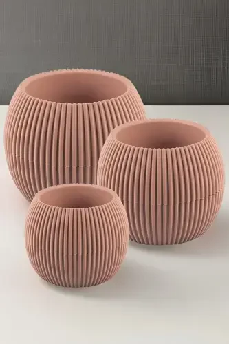 Home Decoration Karasu Decorative and Modern Coral Pot Set 5 Pieces-SOFT PINK - 3